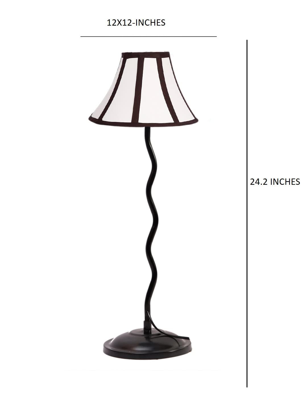 Multicolor Cotton Table lamp with Iron Zig Zag Lamp (12x24.2) Inches -3