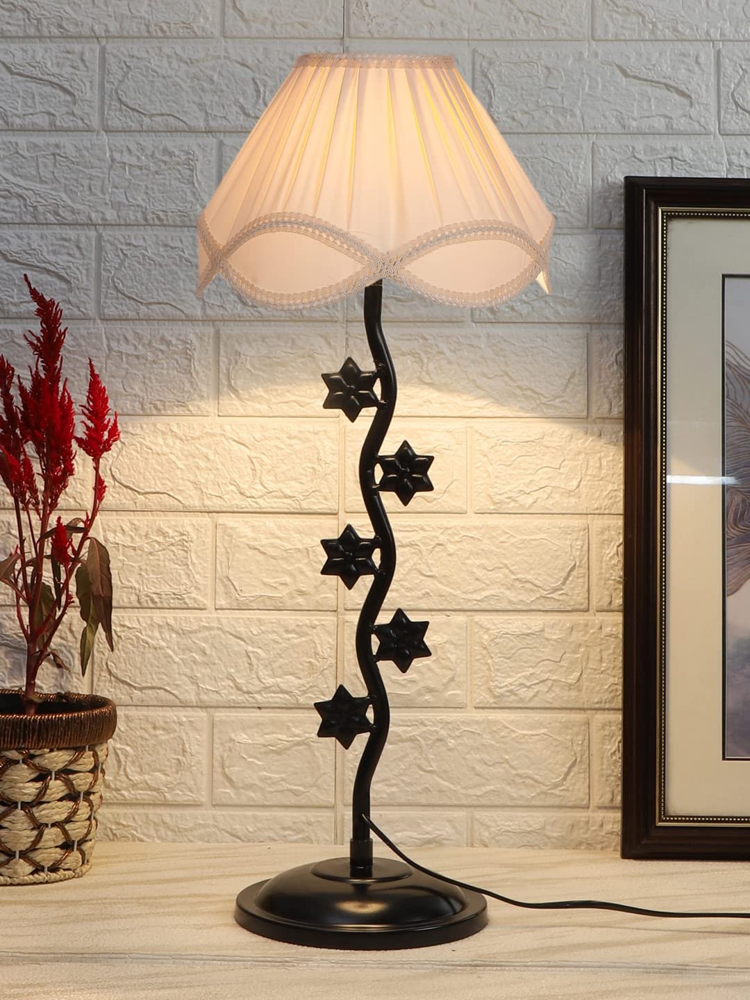 Off-White Vinatge Shade Iron Star lamp (12x25.2) Inches -5