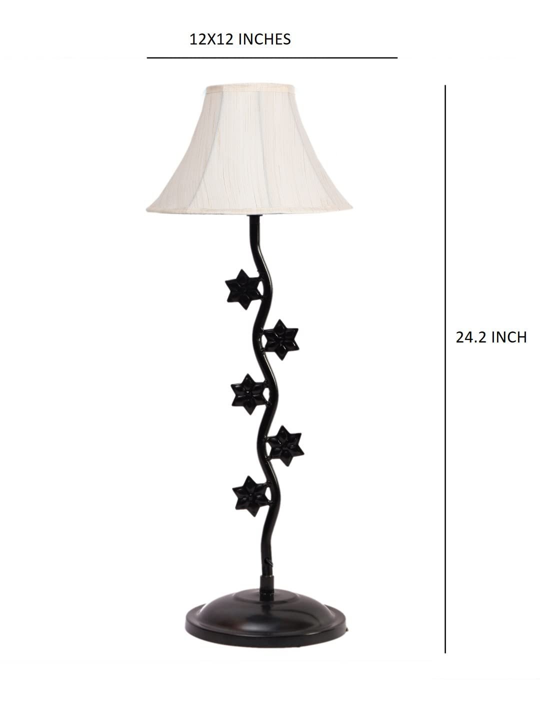 Off White Cotton Table lamp with Star Zig Zag Lamp (12x24.2) Inches -6