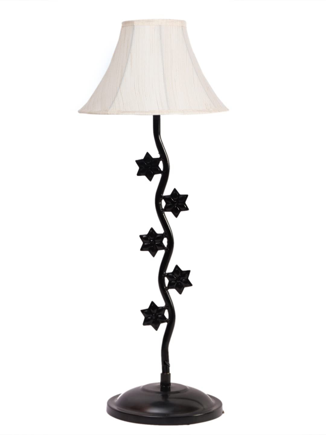 Off White Cotton Table lamp with Star Zig Zag Lamp (12x24.2) Inches -6