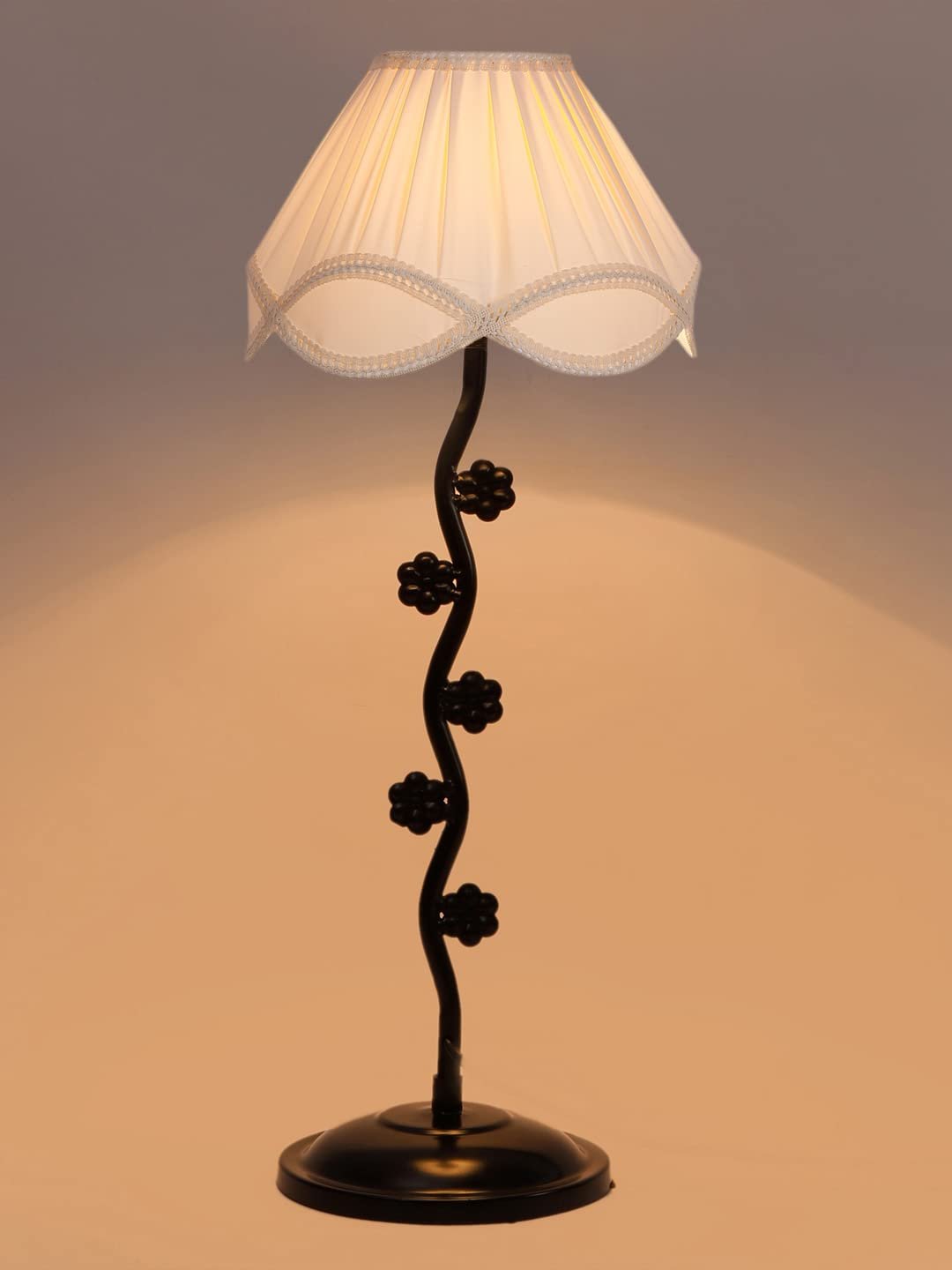 Off-White Vinatge Shade Iron Small Flower Iron lamp (12x25.2) Inches -9