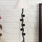 Off White Cotton Table lamp with Iron Small Flower Iron lamp (12×24.2) Inches -10