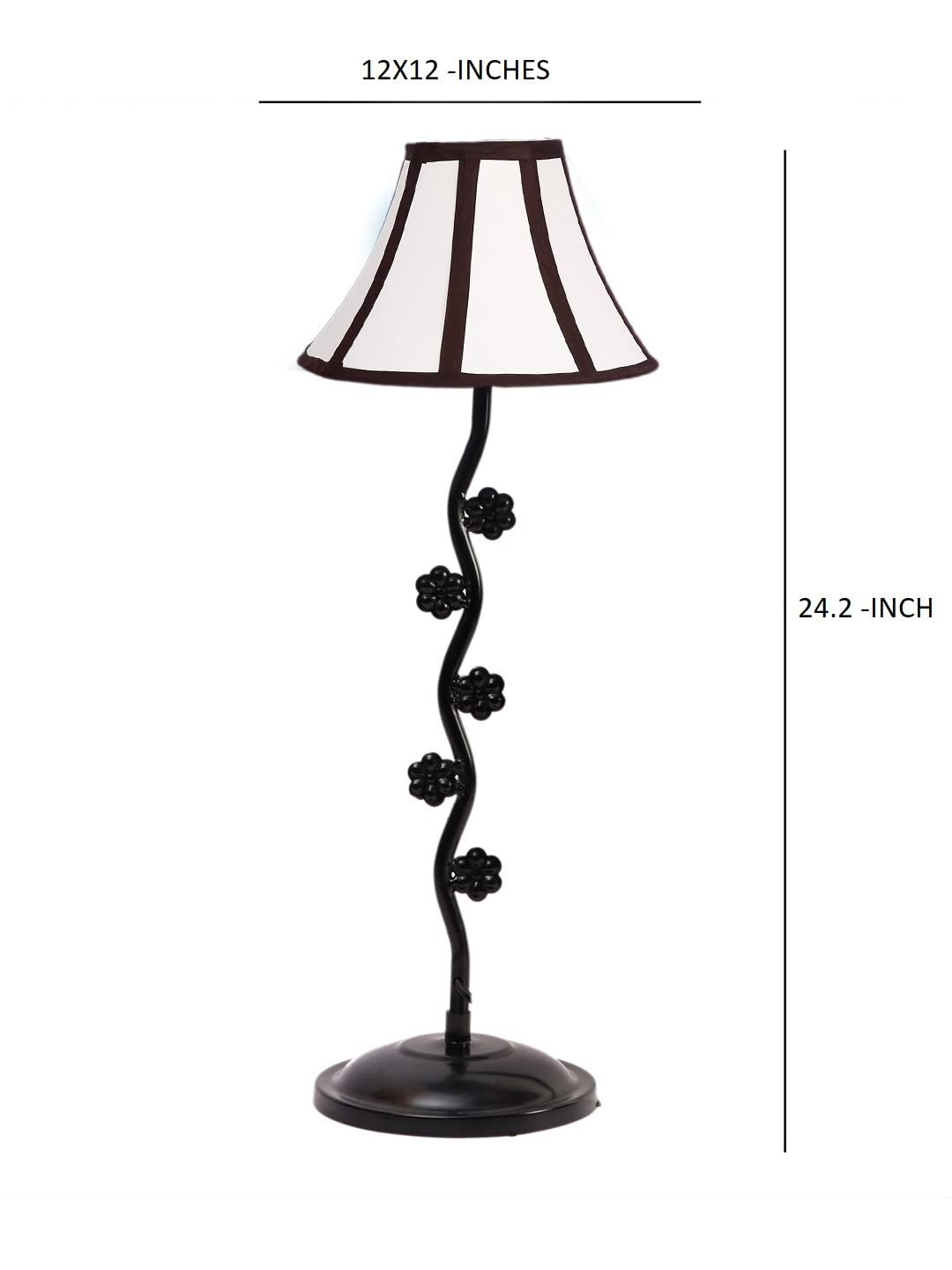Multicolor Cotton Table lamp with Small Flower Iron Lamp (12x24.2) Inches -11
