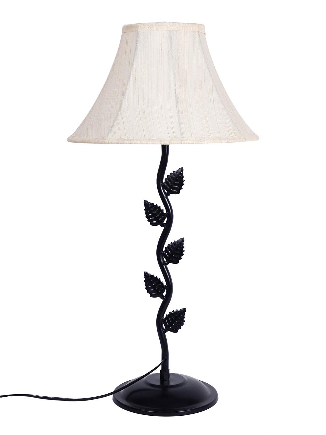 Off White Cotton Table lamp with Iron Leaf lamp (12x24.2) Inches -14