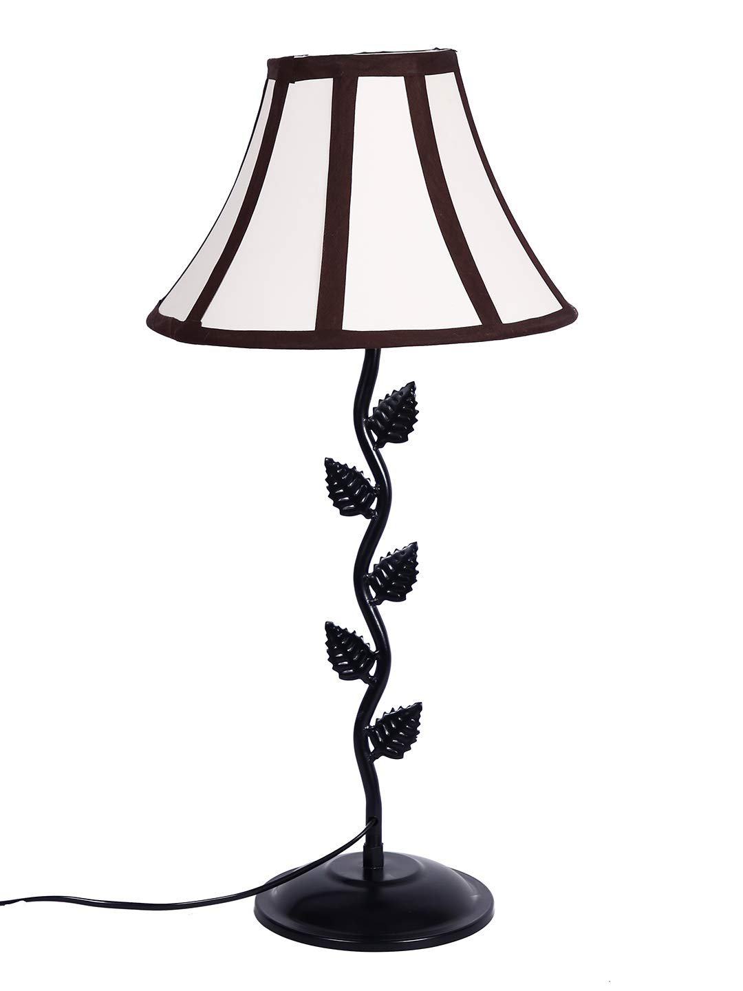 Multicolor Cotton Table lamp with Leaf Iron Lamp (12x24.2) Inches -15
