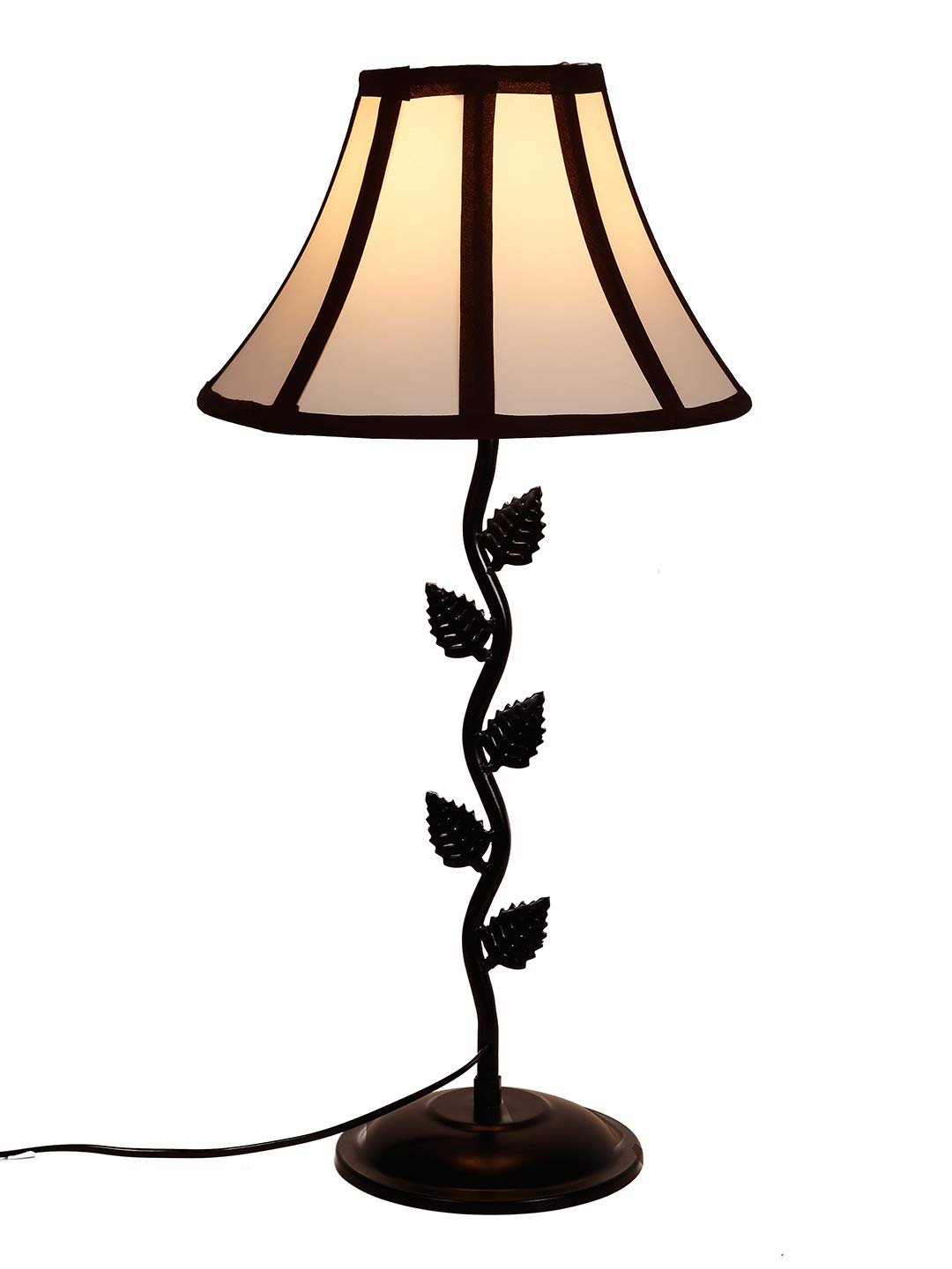 Multicolor Cotton Table lamp with Leaf Iron Lamp (12x24.2) Inches -15