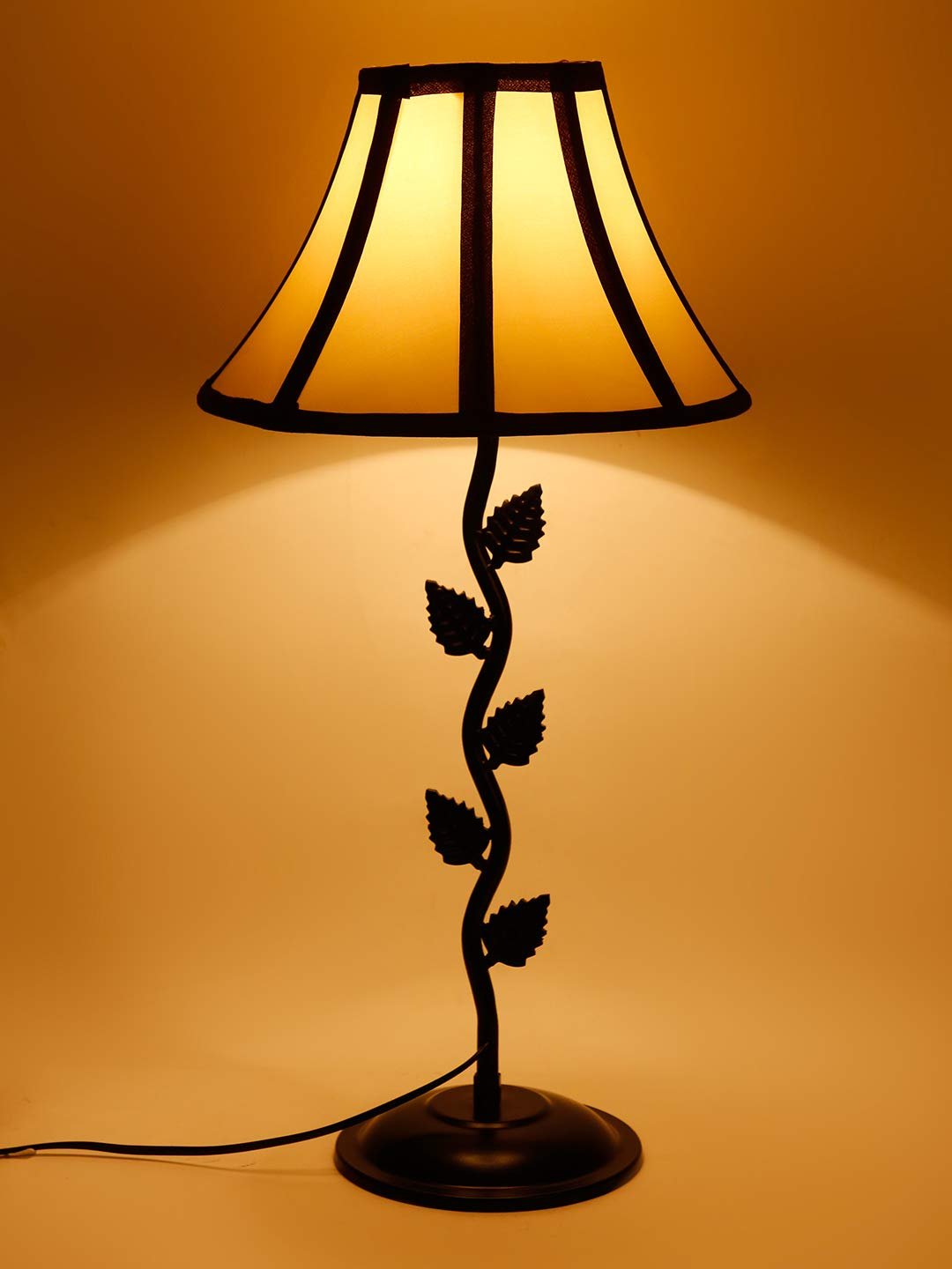 Multicolor Cotton Table lamp with Leaf Iron Lamp (12x24.2) Inches -15