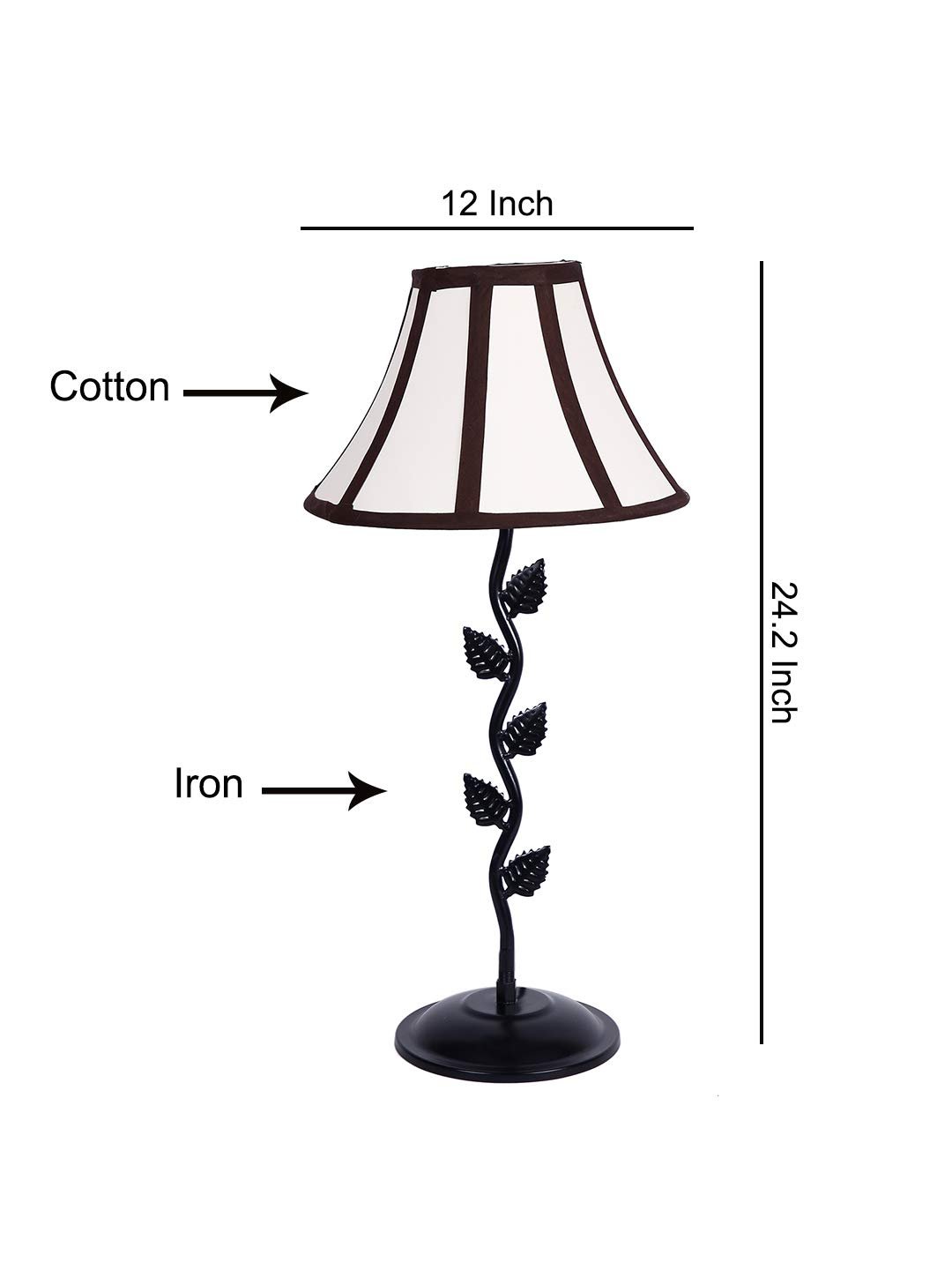 Multicolor Cotton Table lamp with Leaf Iron Lamp (12x24.2) Inches -15