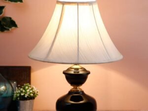 Off White Cotton Table lamp with Iron lamp (12×16.5) Inches -17