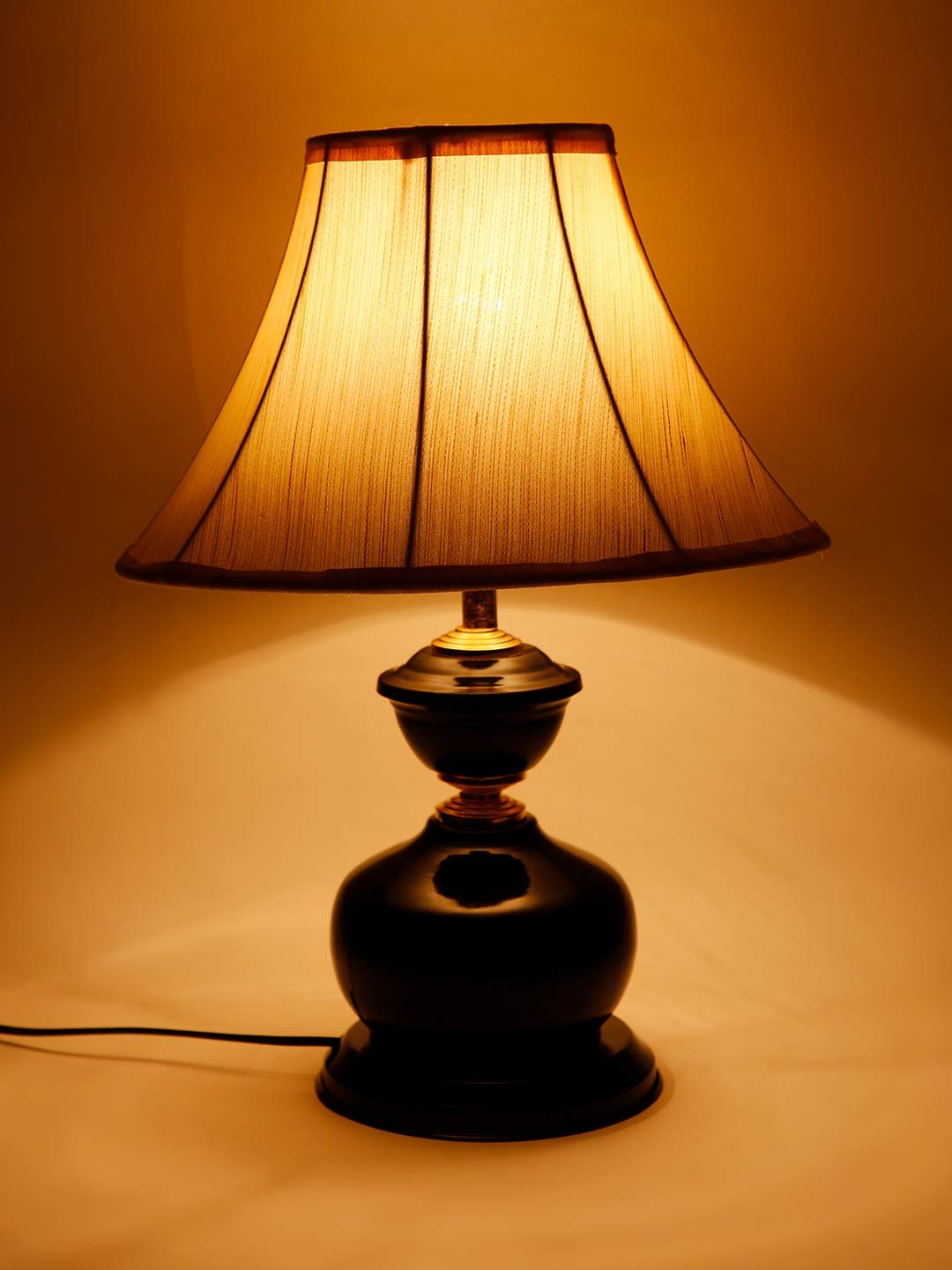 Off White Cotton Table lamp with Iron lamp (12x16.5) Inches -17