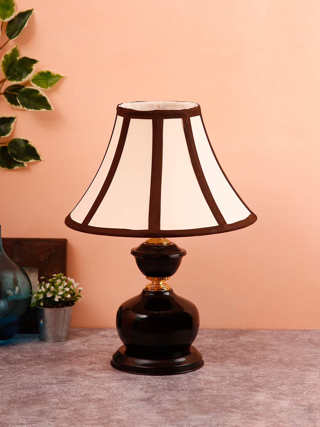 Multicolor Cotton Table lamp with Iron Lamp (12x16.5) Inches -18