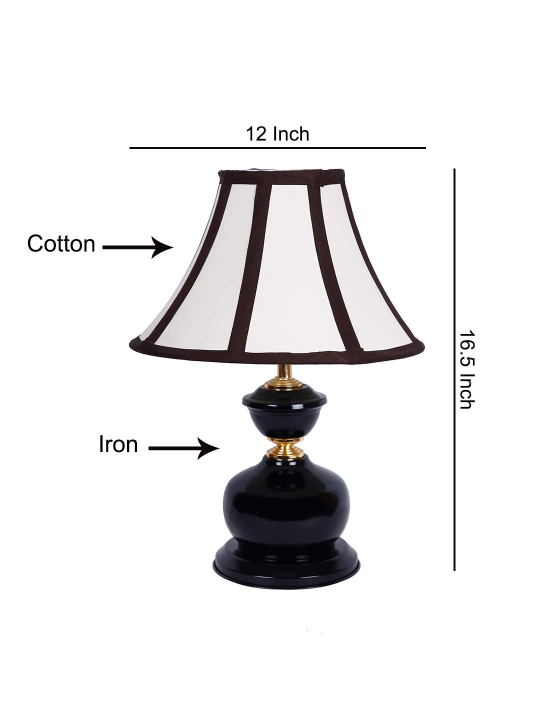 Multicolor Cotton Table lamp with Iron Lamp (12x16.5) Inches -18