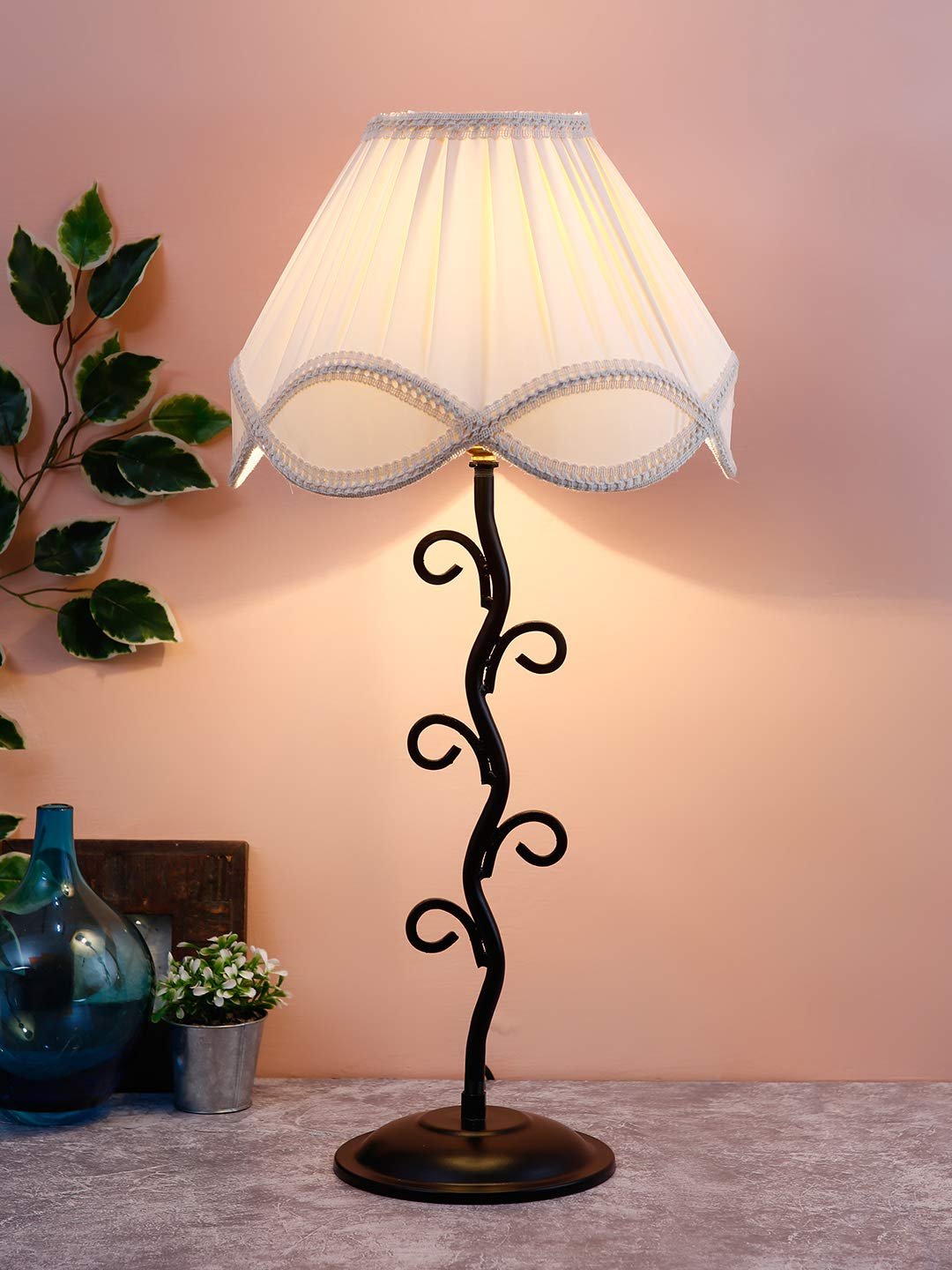 Off-White Vinatge Shade Iron Arm lamp (12x25.2) Inches -19