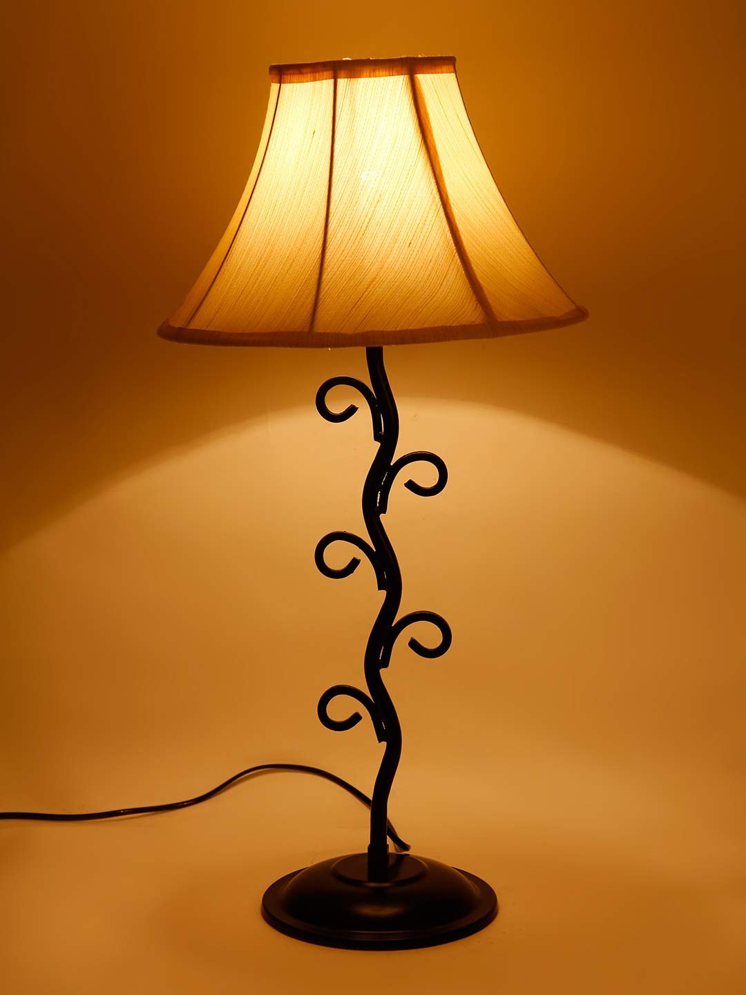 Off White Cotton Table lamp with Iron Arm lamp (12x24.2) Inches -20