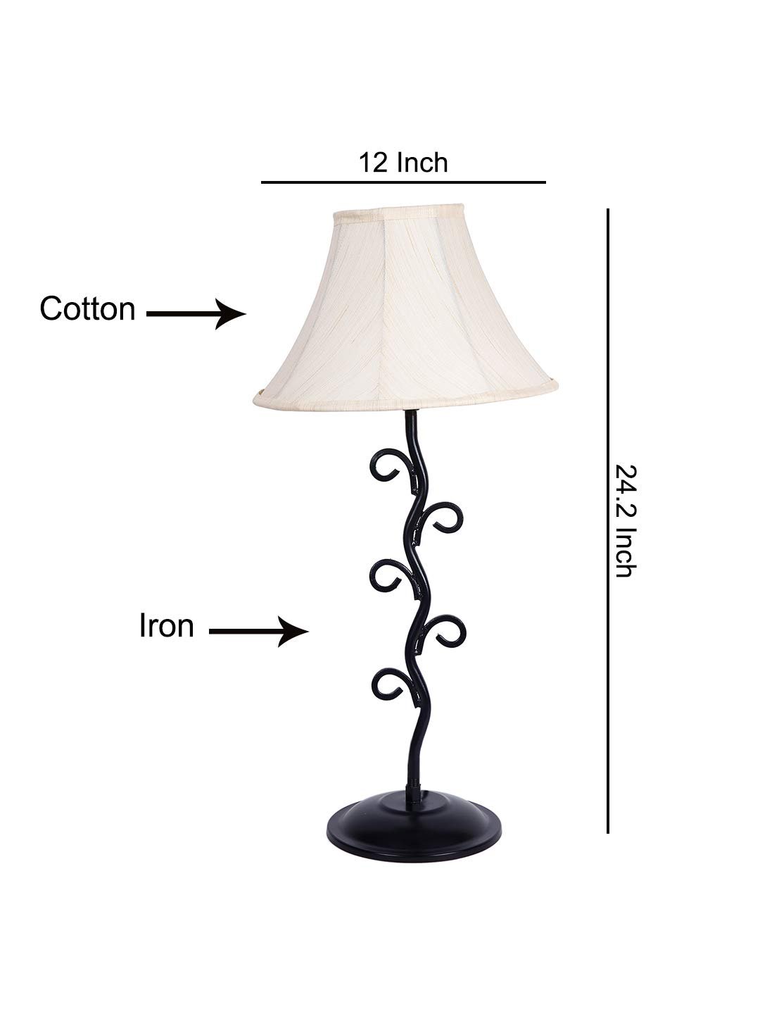 Off White Cotton Table lamp with Iron Arm lamp (12x24.2) Inches -20