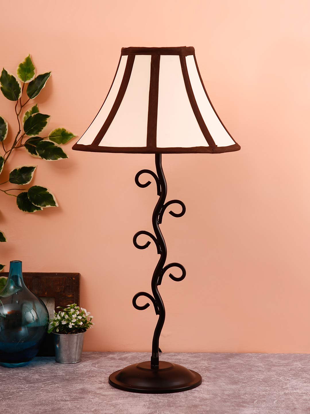 Multicolor Cotton Table lamp with Arm Iron Lamp (12x24.2) Inches -21