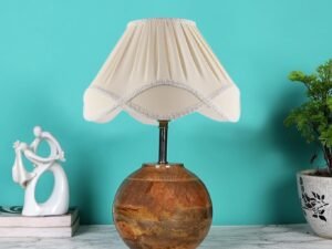 Vintage Off-White Shade with Round Wood matki Natural (12×15) inches -22