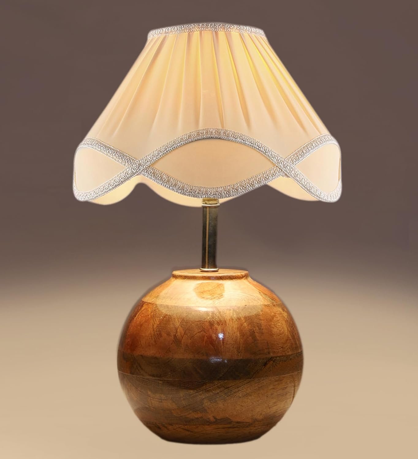 Vintage Off-White Shade with Round Wood matki Natural (12x15) inches -22