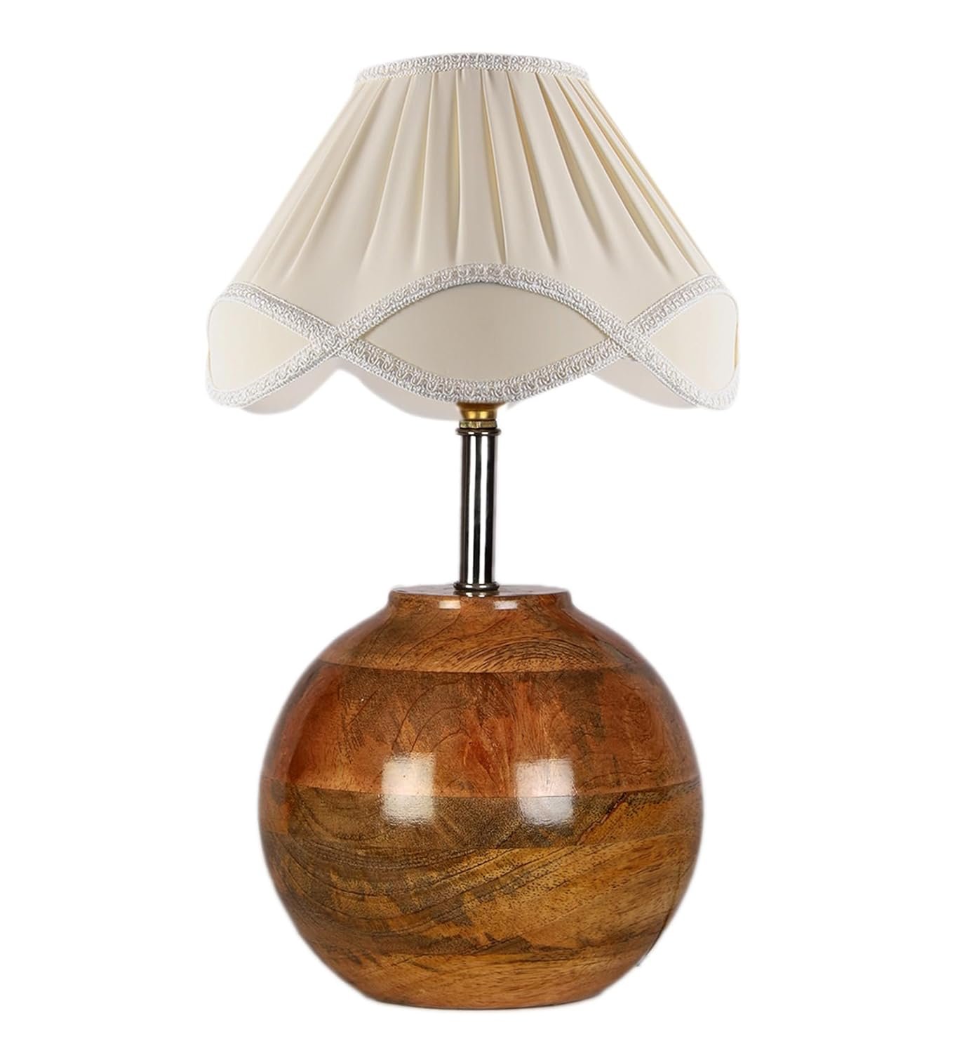 Vintage Off-White Shade with Round Wood matki Natural (12x15) inches -22