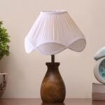 Vintage Off-White Shade with Round Wood Base (12×16) inches -26