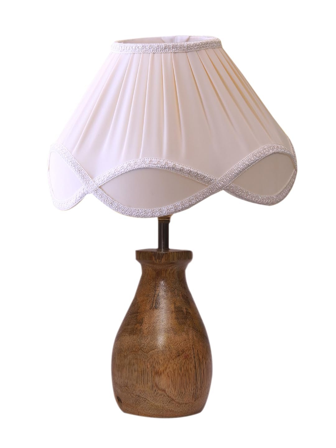 Vintage Off-White Shade with Round Wood Base (12x16) inches -26