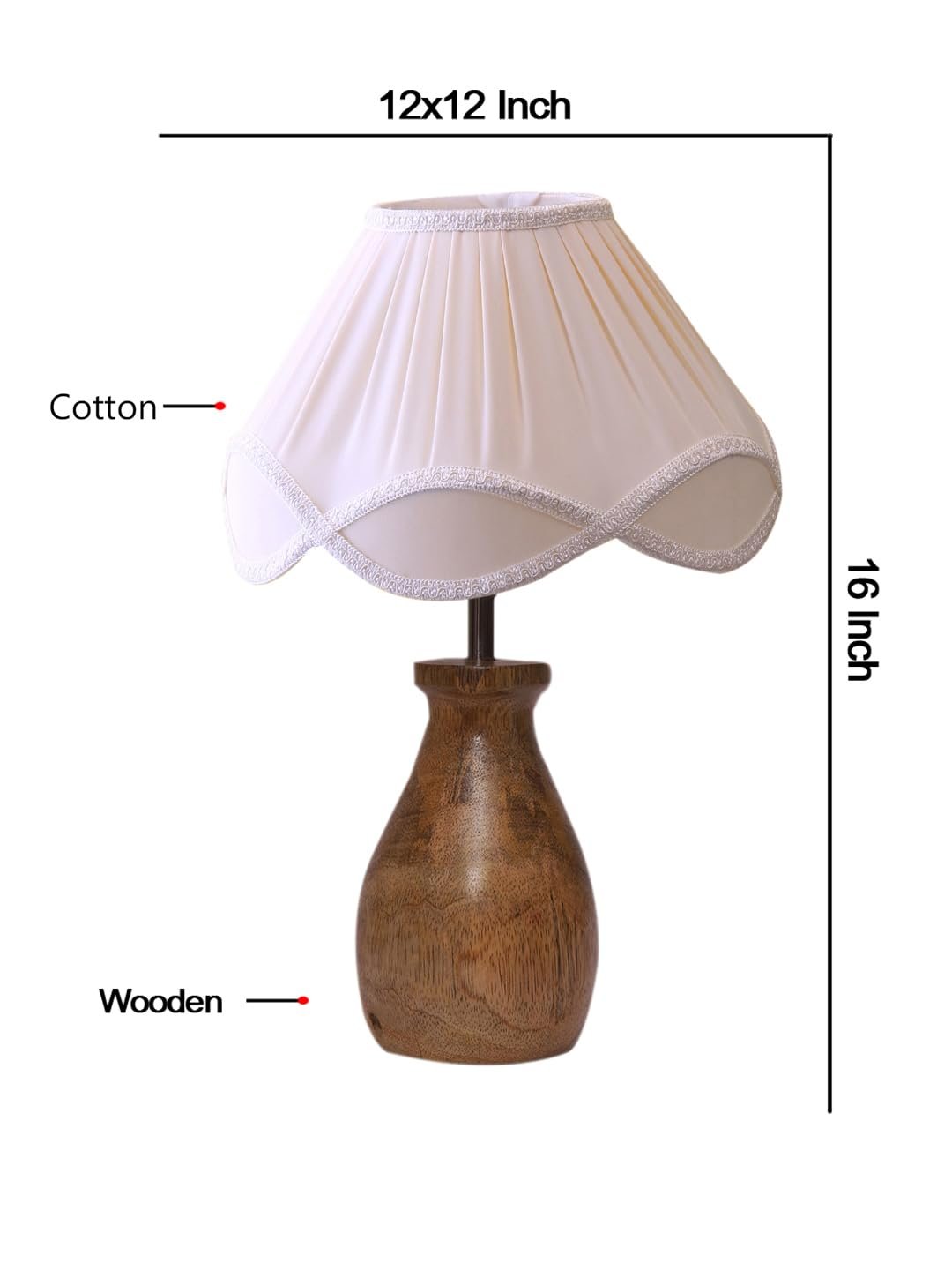 Vintage Off-White Shade with Round Wood Base (12x16) inches -26