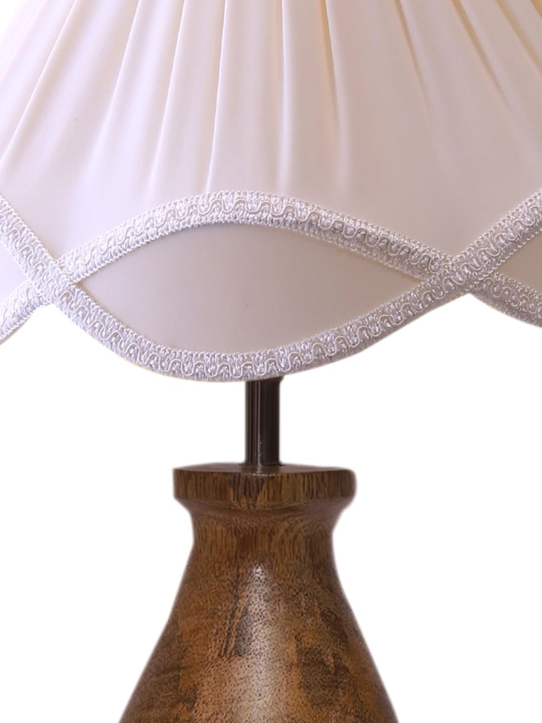 Vintage Off-White Shade with Round Wood Base (12x16) inches -26