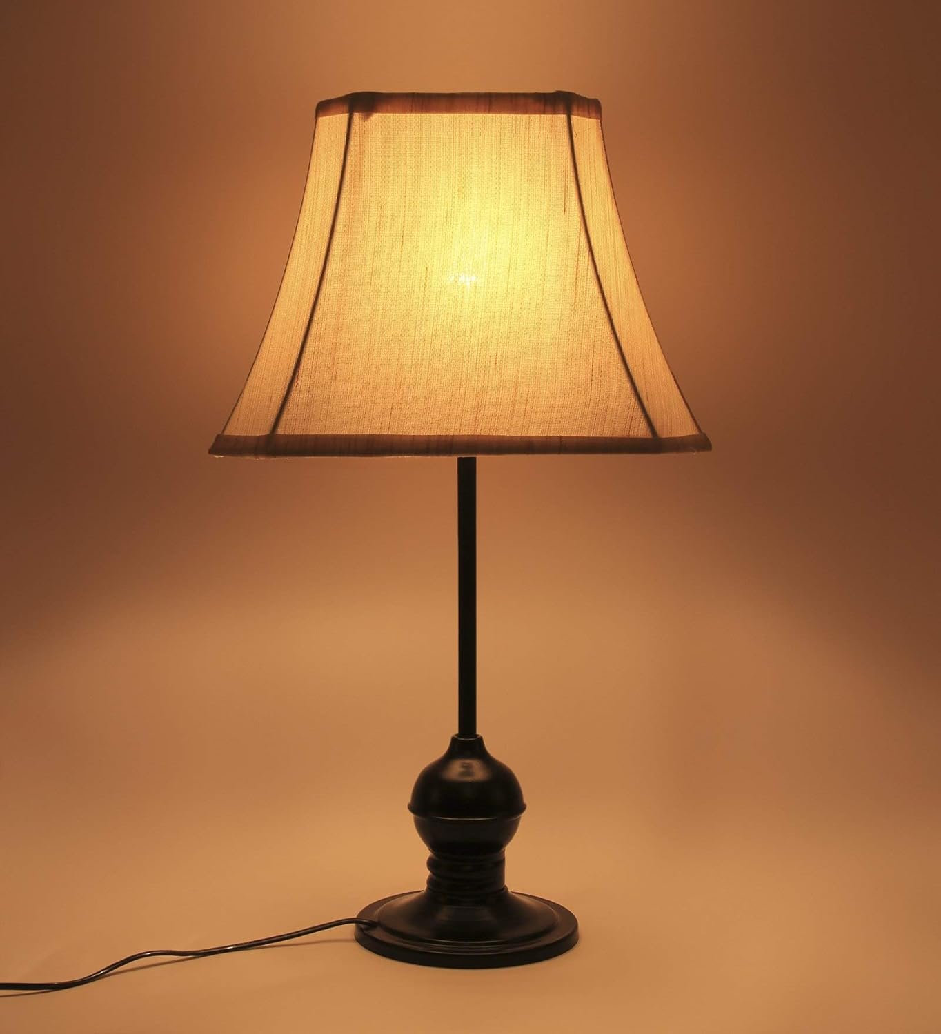 Taj Cotton Off-White Shade with Iron Table Lamp -(12x8x20.5) inches -28