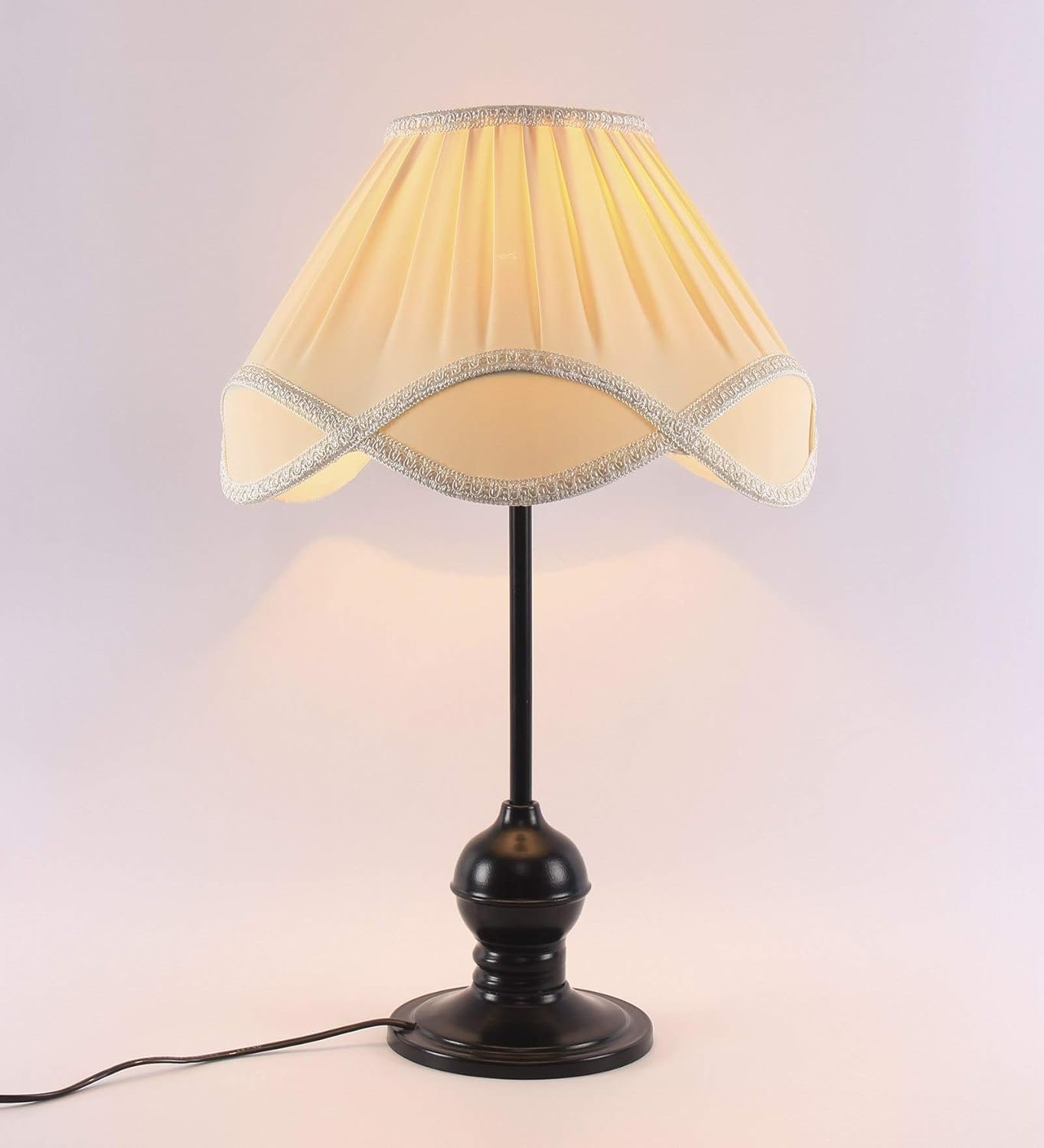 Vinatge Off-White Cotton Iron Table lamp (12x19) Inches -29