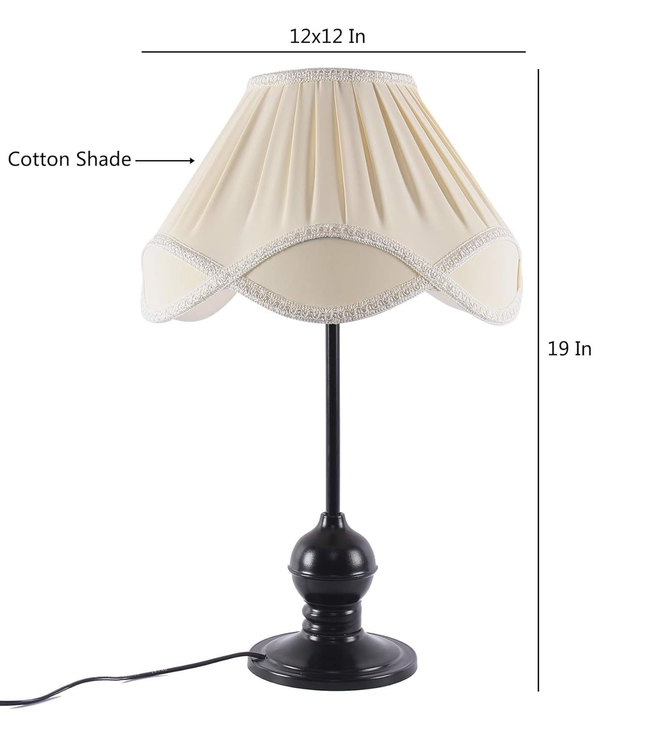 Vinatge Off-White Cotton Iron Table lamp (12x19) Inches -29