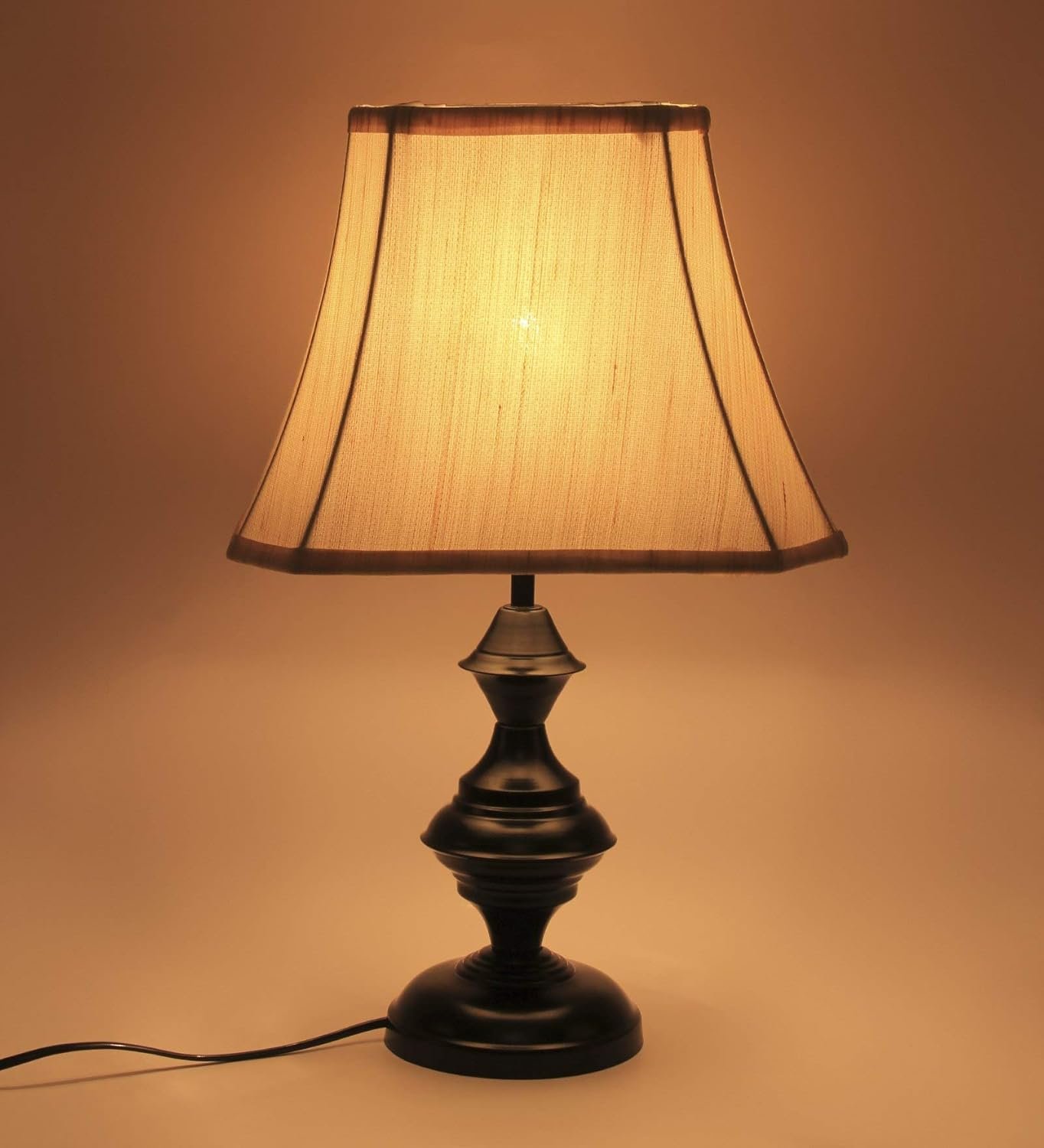 Taj Cotton Off-White Shade with Iron Table Lamp -(12x8x18.7) inches -31