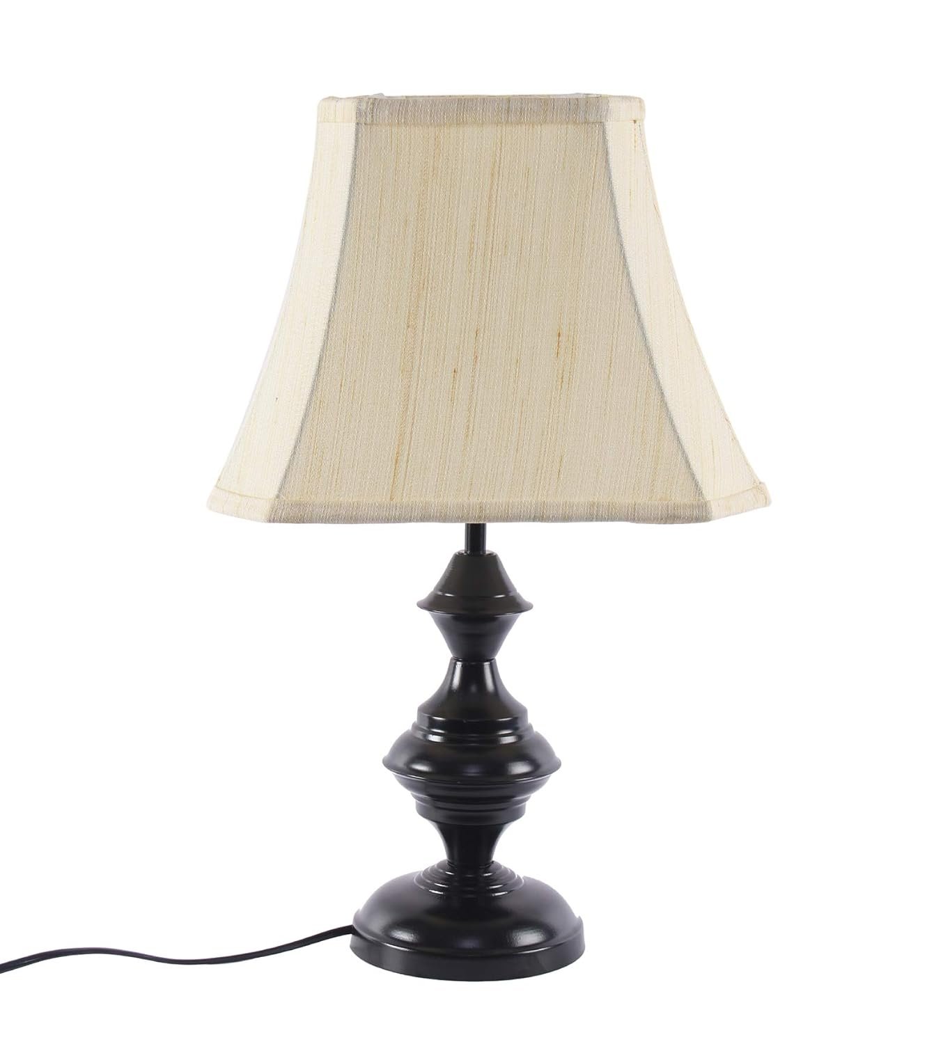Taj Cotton Off-White Shade with Iron Table Lamp -(12x8x18.7) inches -31