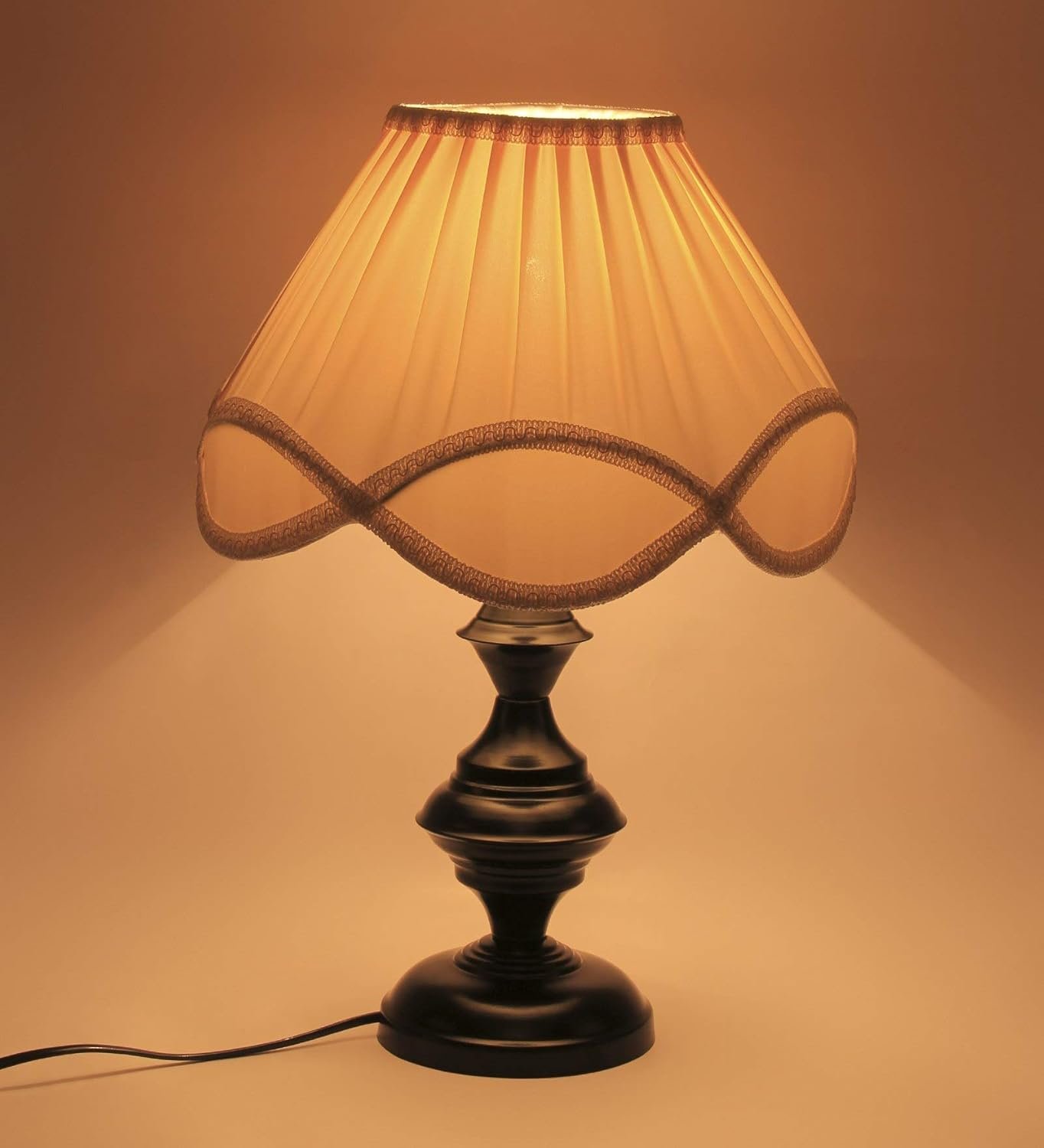 Vinatge Off-White Cotton Iron Table lamp (12x17.7) Inches -32