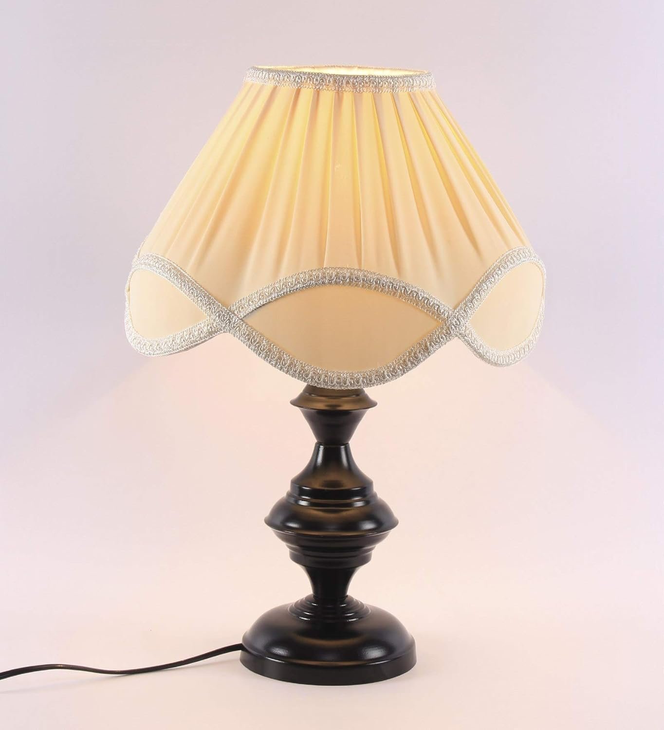 Vinatge Off-White Cotton Iron Table lamp (12x17.7) Inches -32