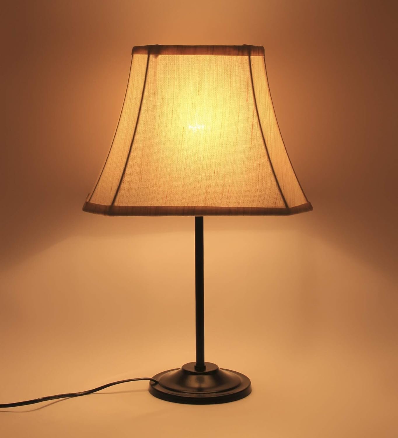 Taj Cotton Off-White Shade with Iron Table Lamp -(12x8x18.7) inches -34