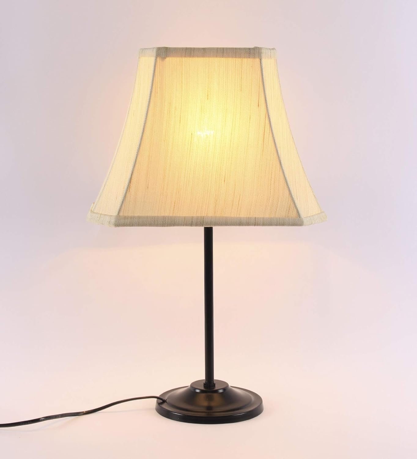 Taj Cotton Off-White Shade with Iron Table Lamp -(12x8x18.7) inches -34
