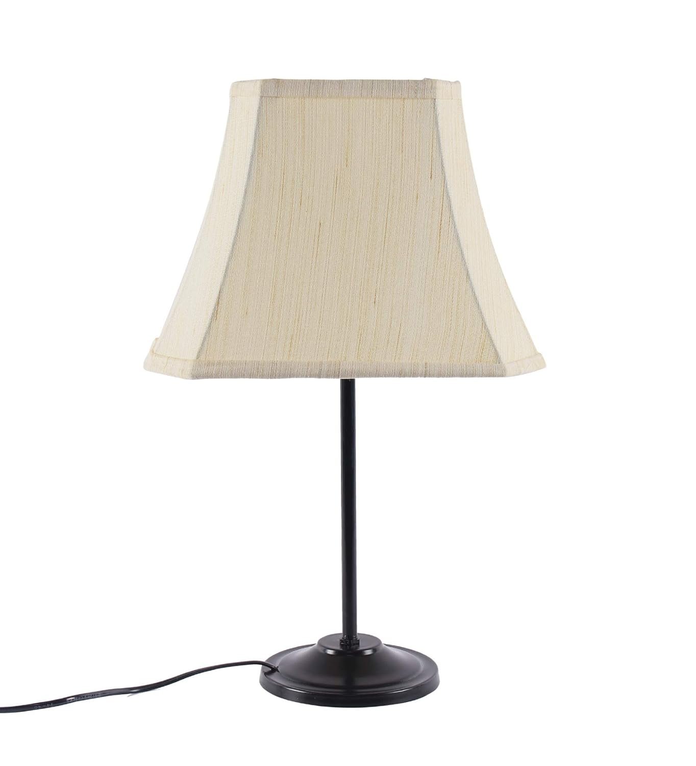 Taj Cotton Off-White Shade with Iron Table Lamp -(12x8x18.7) inches -34