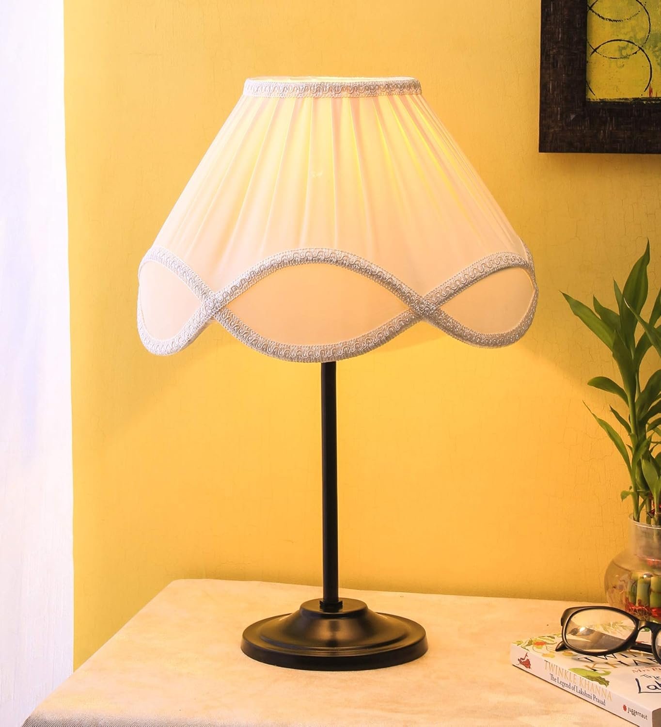 Vinatge Off-White Cotton Iron Table lamp (12x17) Inches -35