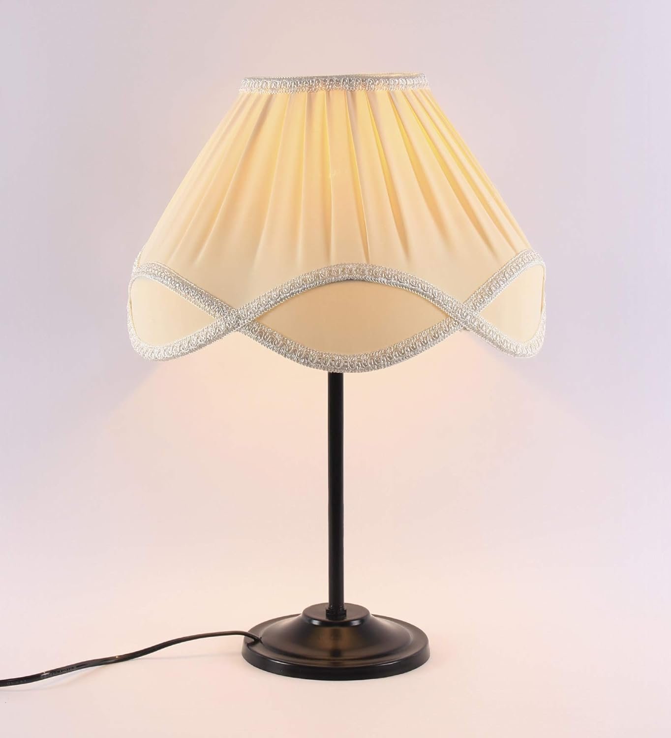 Vinatge Off-White Cotton Iron Table lamp (12x17) Inches -35