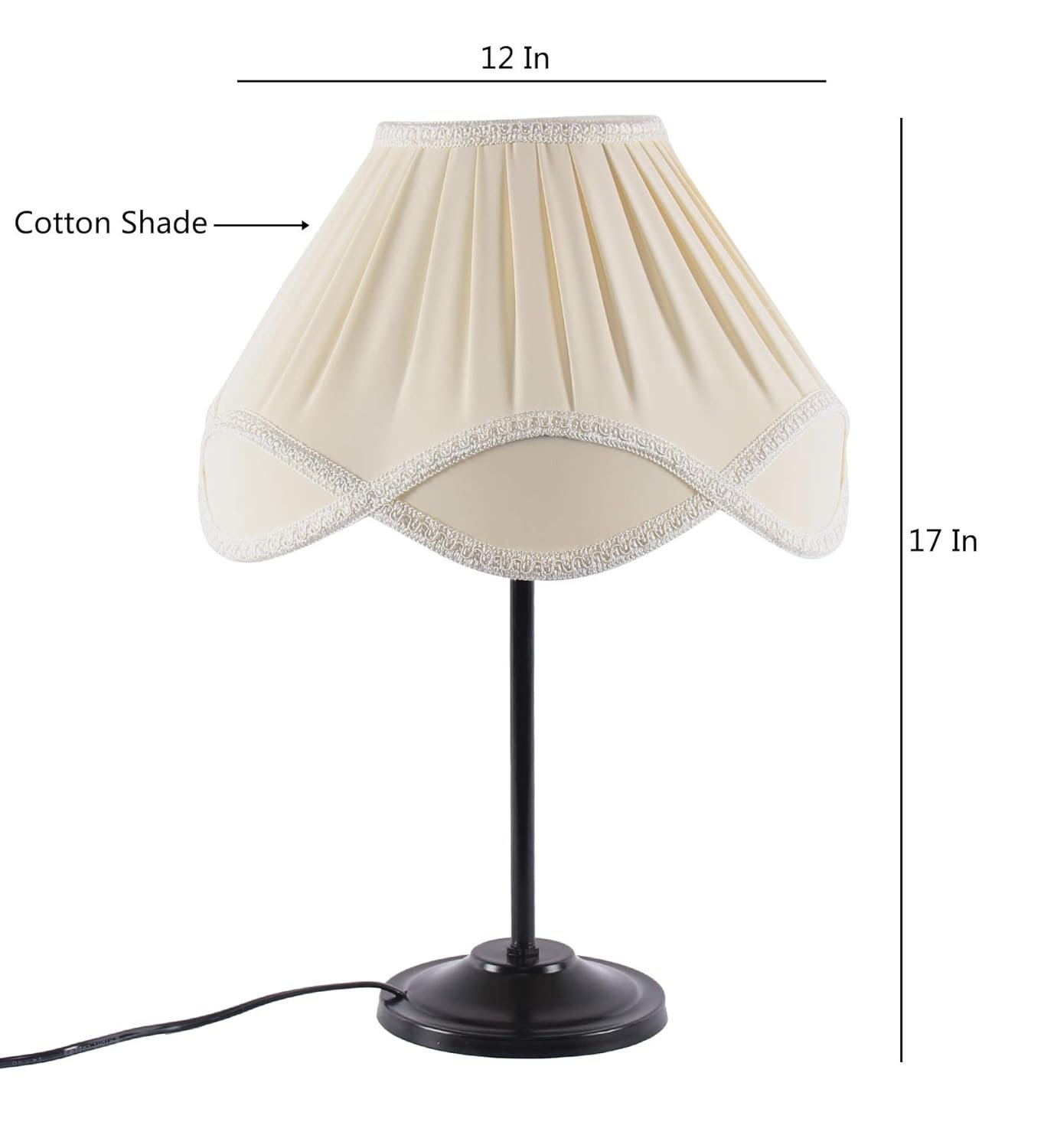 Vinatge Off-White Cotton Iron Table lamp (12x17) Inches -35