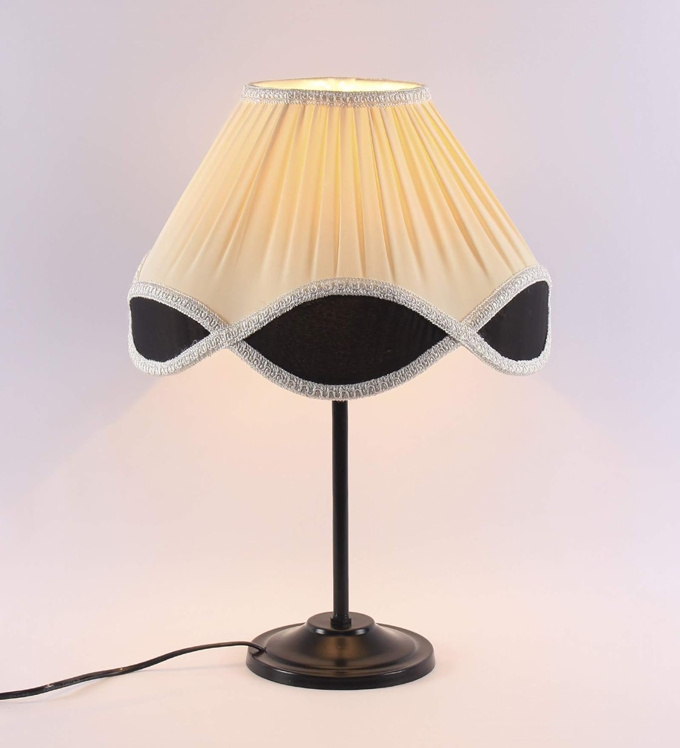 Vinatge Off-White Cotton Iron Table lamp (12x17) Inches -36