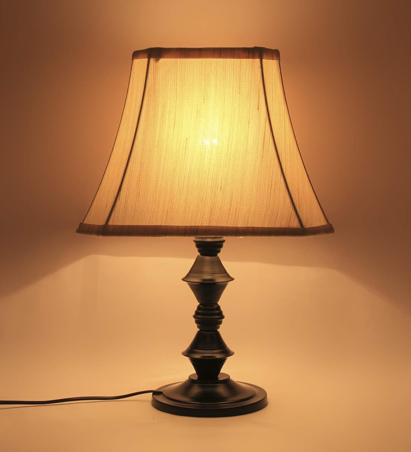Off White Taj Cotton Table lamp with Iron Black Base (12x8x16.7) inches-37