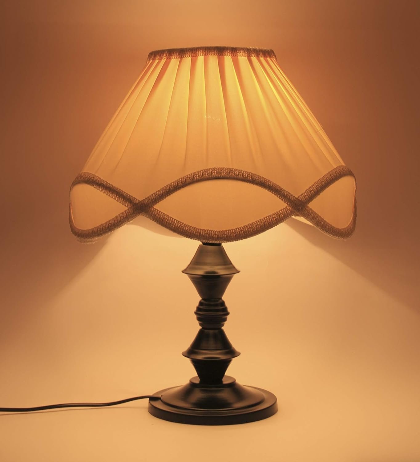 Off-White Vintage Cotton Table lamp with Iron Black Base (12x15.7 inches)-40