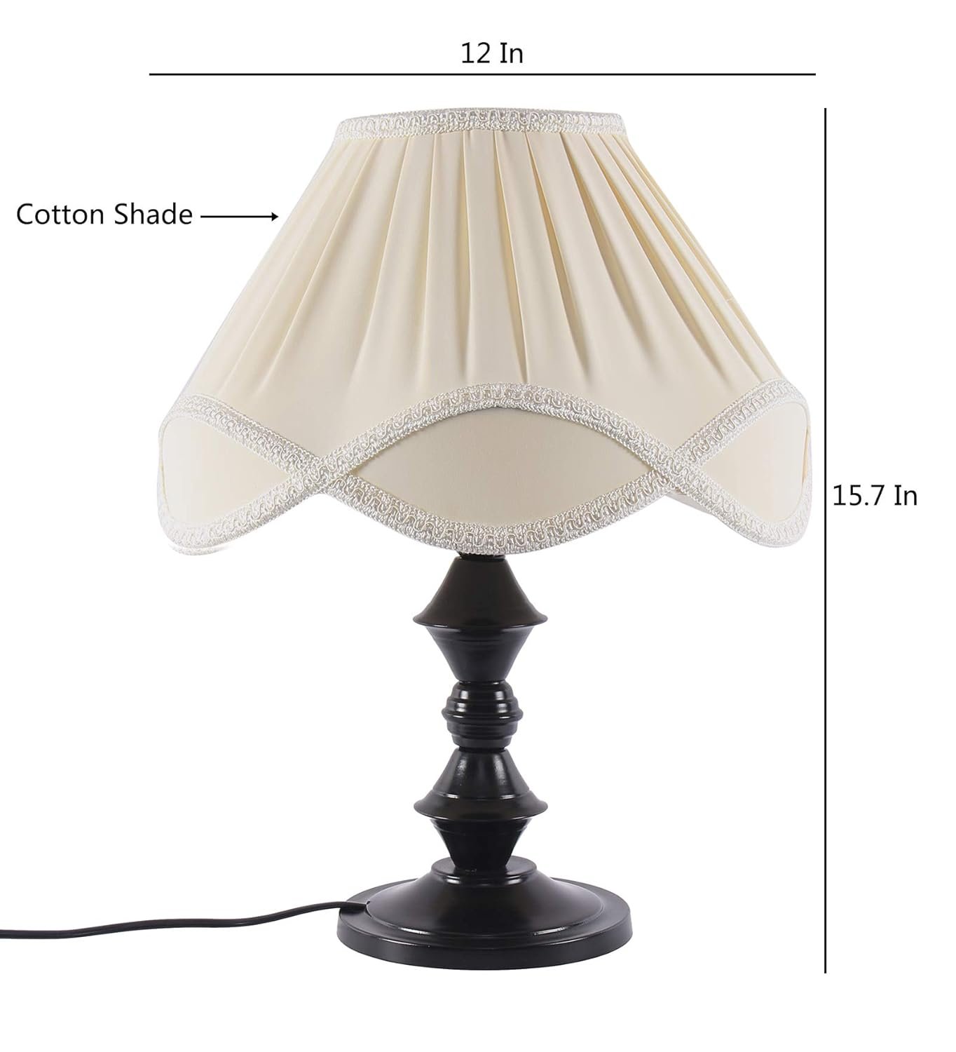 Off-White Vintage Cotton Table lamp with Iron Black Base (12x15.7 inches)-40