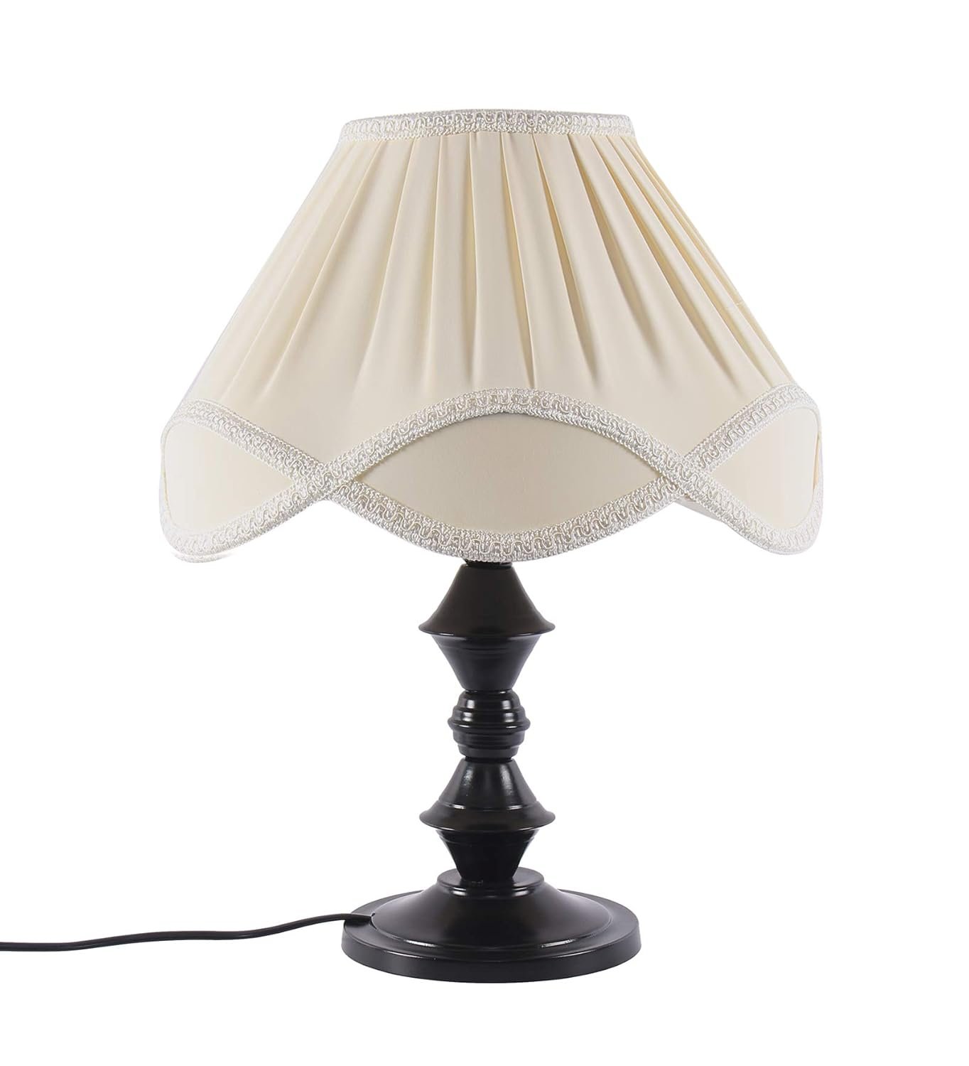 Off-White Vintage Cotton Table lamp with Iron Black Base (12x15.7 inches)-40