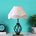Off-White Vintage Cotton Table lamp with Iron & Wood Natural Base (12×17 inches)-42
