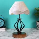Off-White Vintage Cotton Table lamp with Iron & Wood Natural Base (12×17 inches)-58