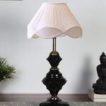 Off-White Vintage Cotton Table lamp with Iron Black Base (12×19.25 inches)-66