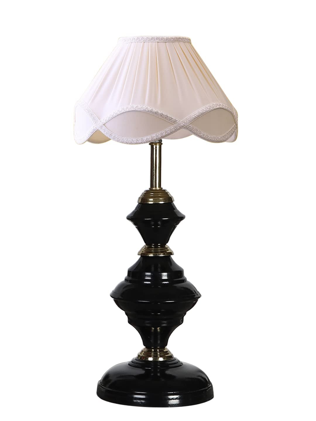 Off-White Vintage Cotton Table lamp with Iron Black Base (12x19.25 inches)-66