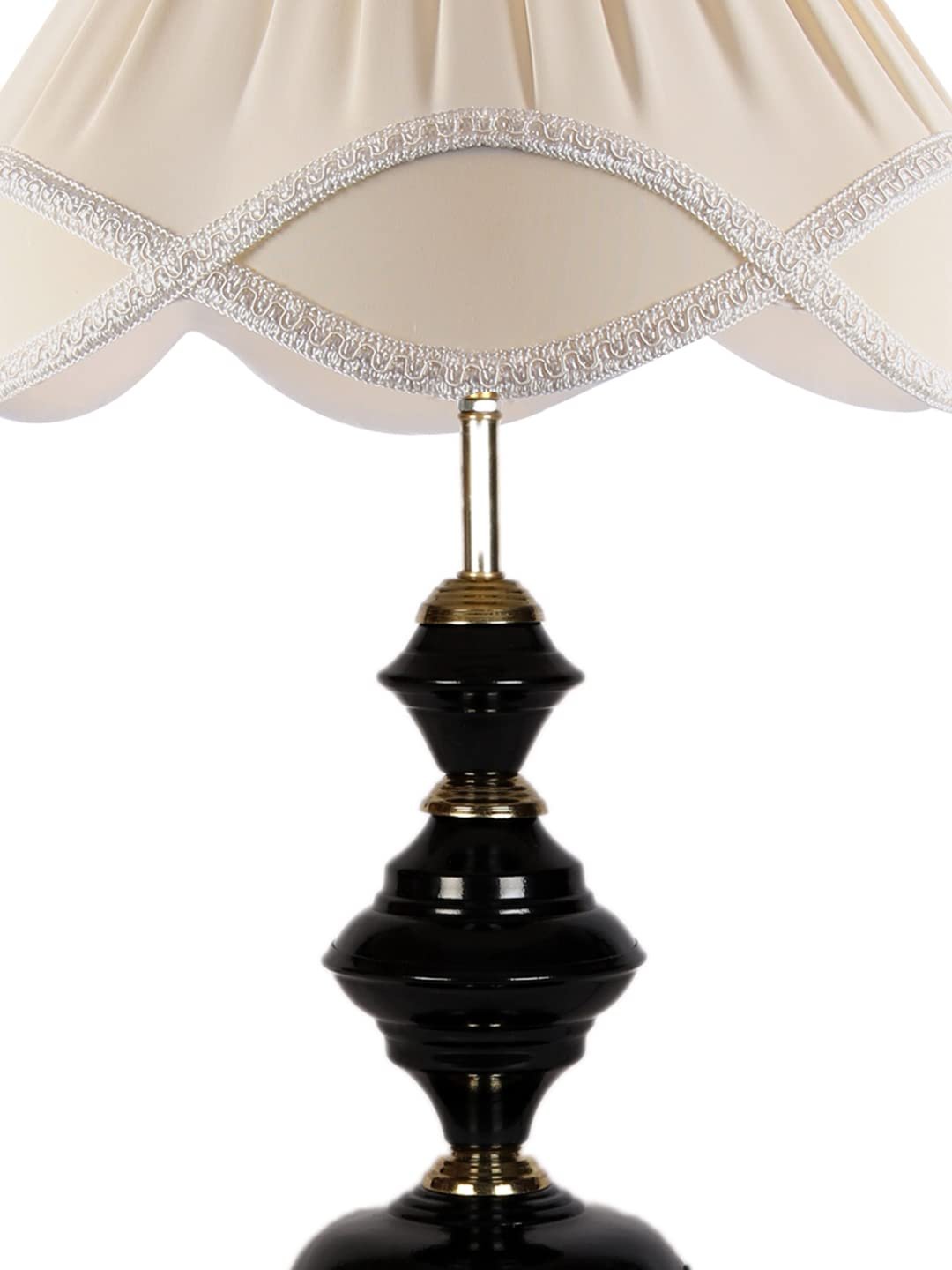 Off-White Vintage Cotton Table lamp with Iron Black Base (12x19.25 inches)-66